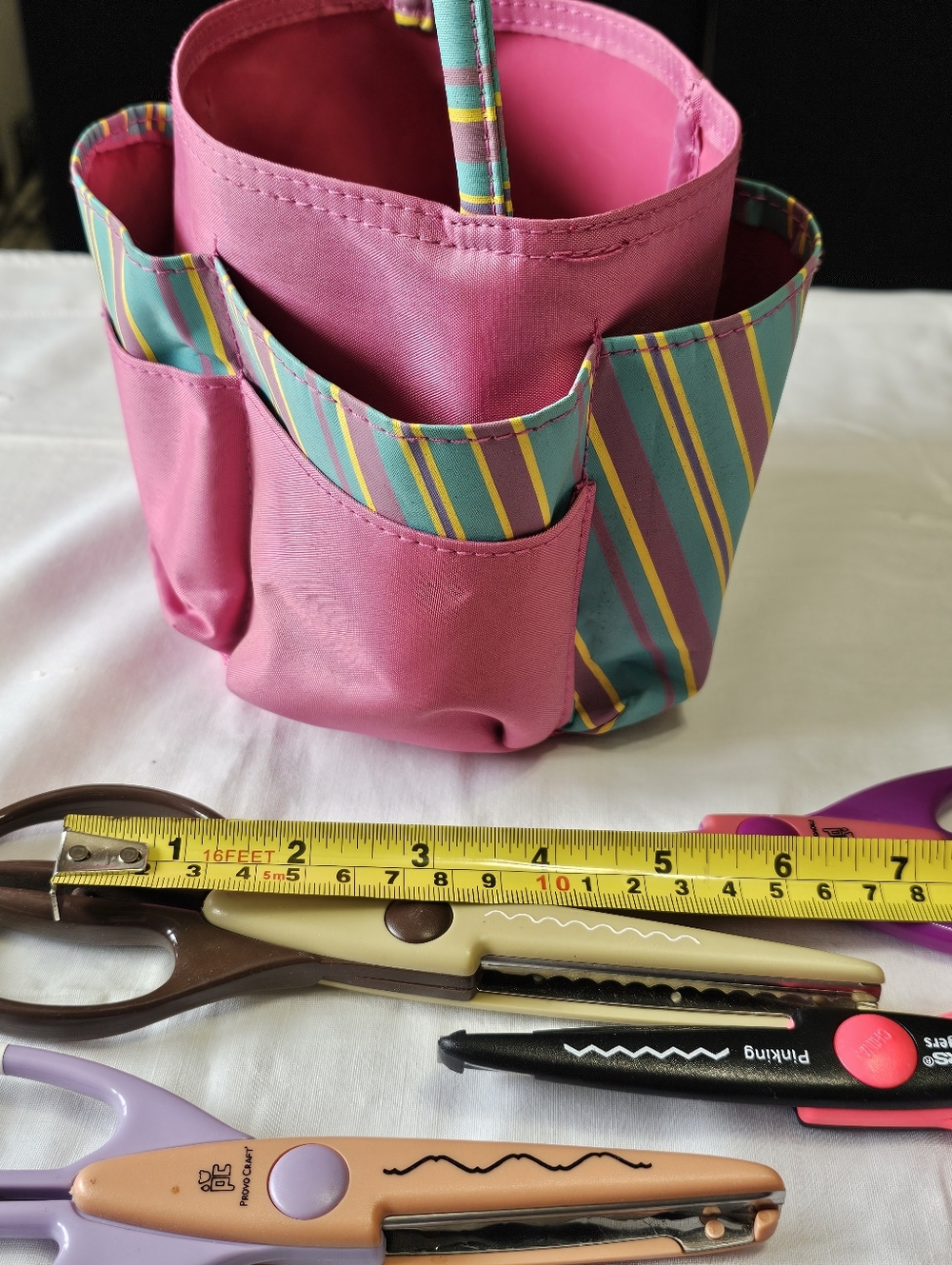 Craft Caddy with 12 Decorative Edge Scissors Set - Picture 6 of 9